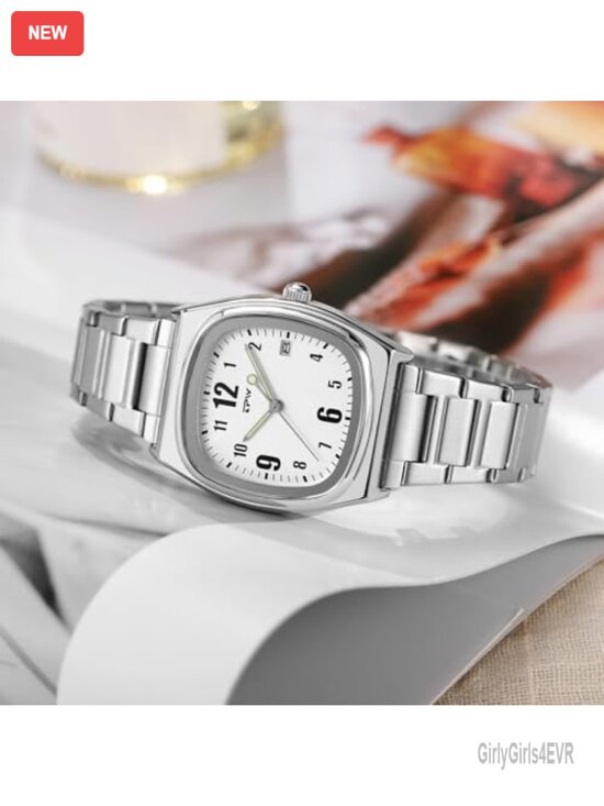 Square Women\'s Watch: Stainless Steel Strap Analog Quartz Luminous Elegant